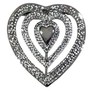 Gerrys Stacked Heart Brooch Silver Tone Costume Jewelry Vintage